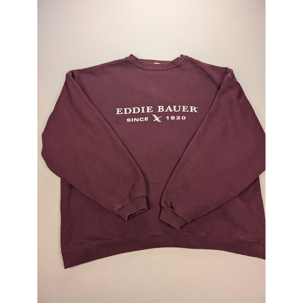 Eddie Bauer Embroidered Logo Wine Cozy Boxy Crewneck Sweater - L